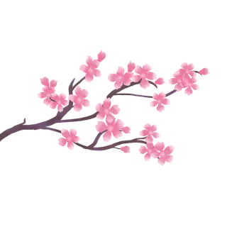 春天浪漫粉红色樱花手绘樱花梅花桃花花朵图片PNG免扣素材