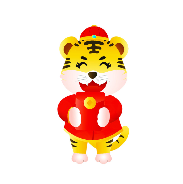 手绘2022虎年新年春节卡通老虎形象IP插画元素AI设计素材图案