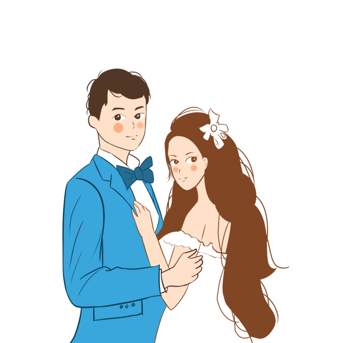 婚纱卡通人物婚礼白纱结婚婚纱摄影手绘