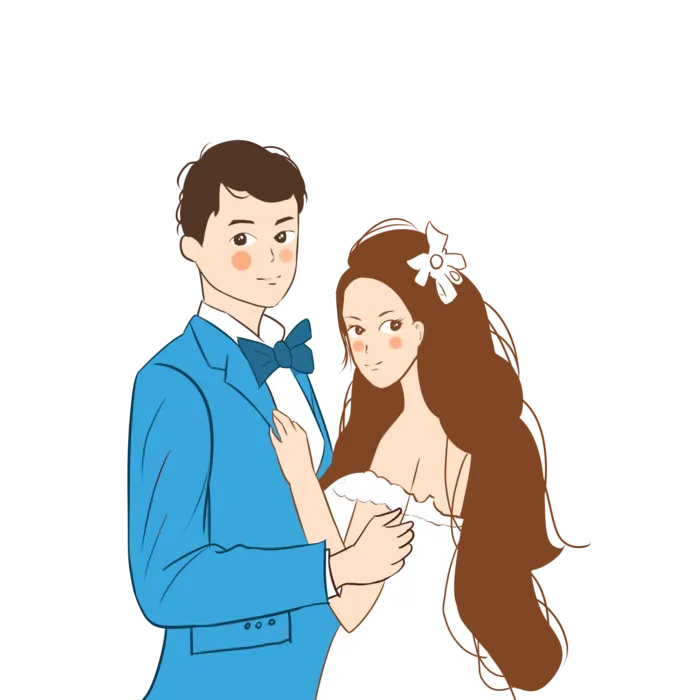 婚纱卡通人物婚礼白纱结婚婚纱摄影手绘