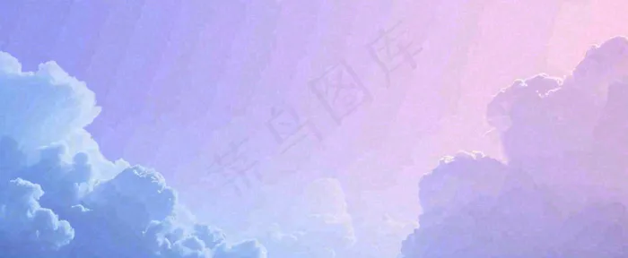 天空紫蓝色渐变云朵云层浪漫手绘插画(1712x704)