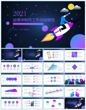 业绩冲刺月工作总结报告ppt模板预览图