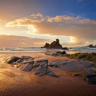 唯美傍晚海边礁石高清风景图片 唯美傍晚海边礁石高清风景图片
