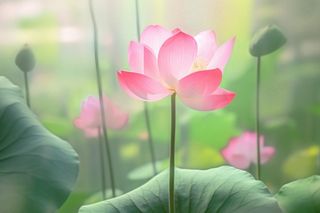 简约清新粉色荷花背景