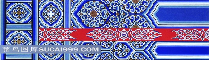 中国传统建筑房梁精美吉祥图案纹饰