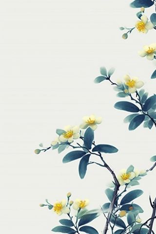 中国风简约淡雅蓝色枝叶背景