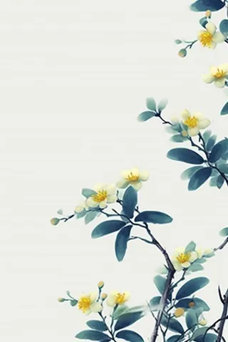 中国风简约淡雅蓝色枝叶背景