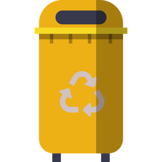 圆顶黄色垃圾桶图标