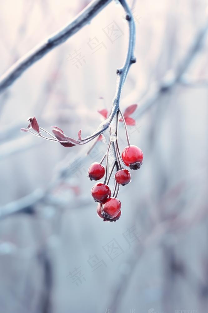果实冰天枝叶背景
