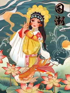 手绘中国风国潮京剧戏曲人物插画古风国粹花旦ai矢量ps设计素材图 手绘中国风国潮京剧戏曲人物插画古风国粹花旦ai矢量ps设计素材图