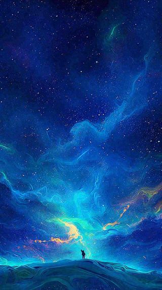 夜晚天蓝色天空科幻绚丽星空