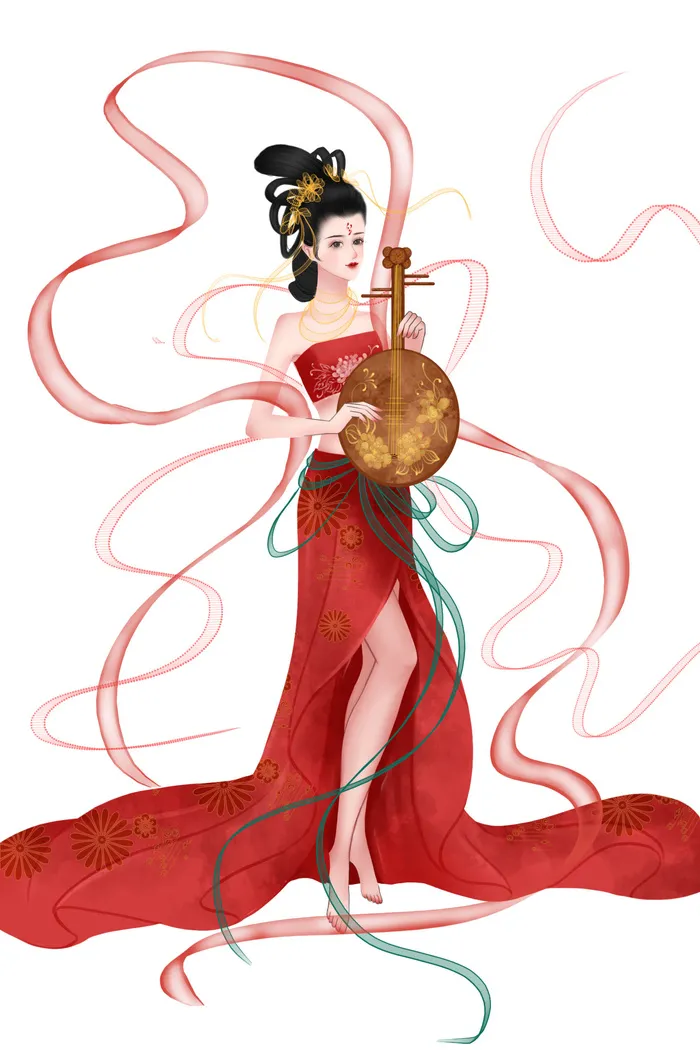手绘国潮中国风古代敦煌神话飞天仙女美女古装人物插画PSD素材psd模版下载
