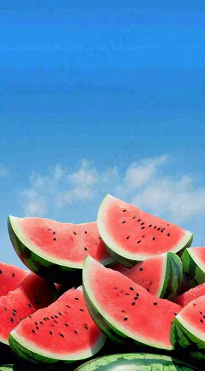 夏天大暑小暑切开的西瓜摄影图