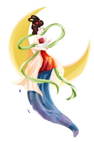 卡通中秋节嫦娥素材