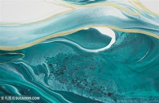 高清海浪水彩晕染背景图片