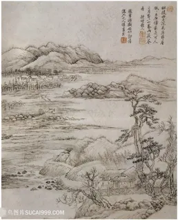 清代巨然仿古画册山庄霁霭国画图片 清代巨然仿古画册山庄霁霭国画图片