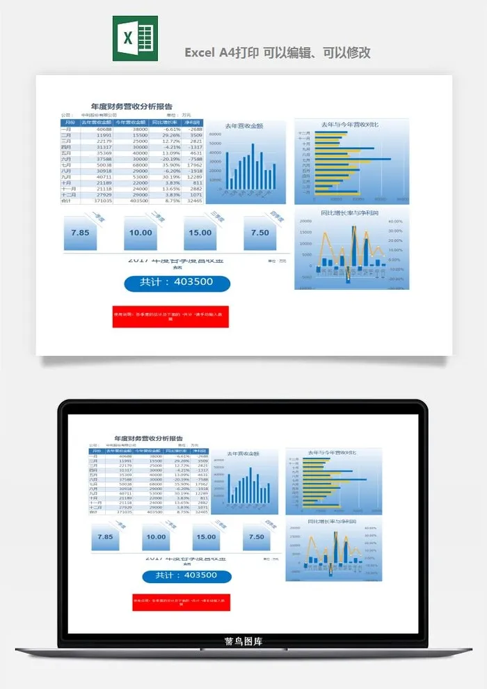 财务日报表指标收支出营收分析表excel表格模板素材