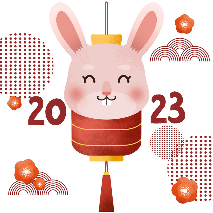 喜庆兔年2023年挂画psd模版下载