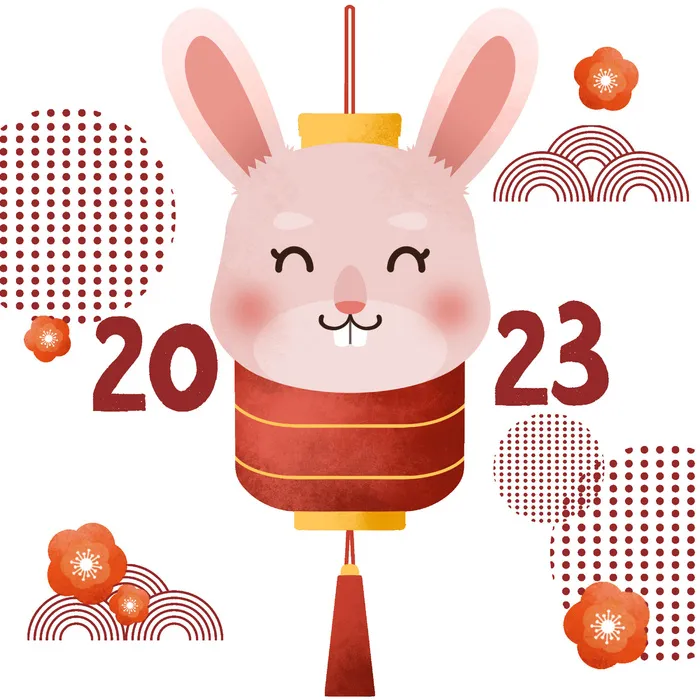 喜庆兔年2023年挂画psd模版下载