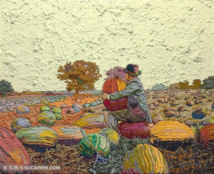 杰西-南瓜田油画装饰画油画图片