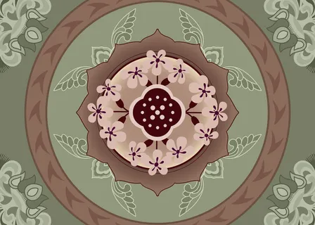 复古中式国潮风敦煌花纹装饰图案花卉藻井肌理圆形边框素材