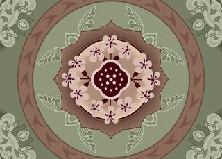 复古中式国潮风敦煌花纹装饰图案花卉藻井肌理圆形边框素材