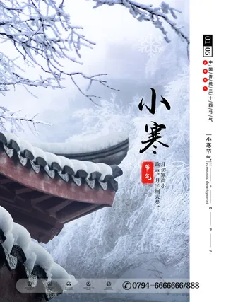 中国传统冬天小寒祝福24二十四节气节日宣传活动海报