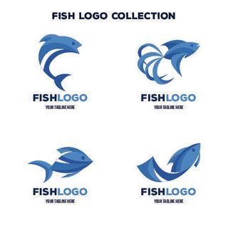 商务海洋鱼类海鲜图标LOGO标识标志标签水产图形AI矢量EPS素材图