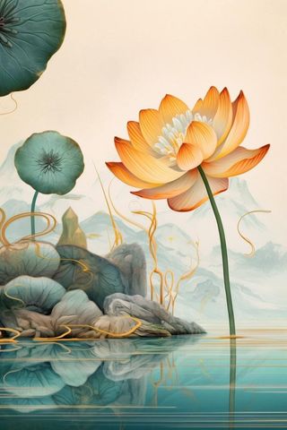 中国风精致荷花大气背景