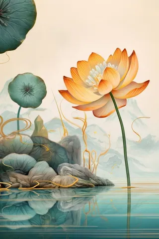 中国风精致荷花大气背景