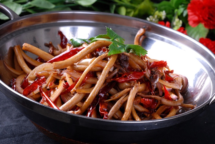 干锅美食焖锅湘菜麻辣香辣纸锅热干锅茶树菇