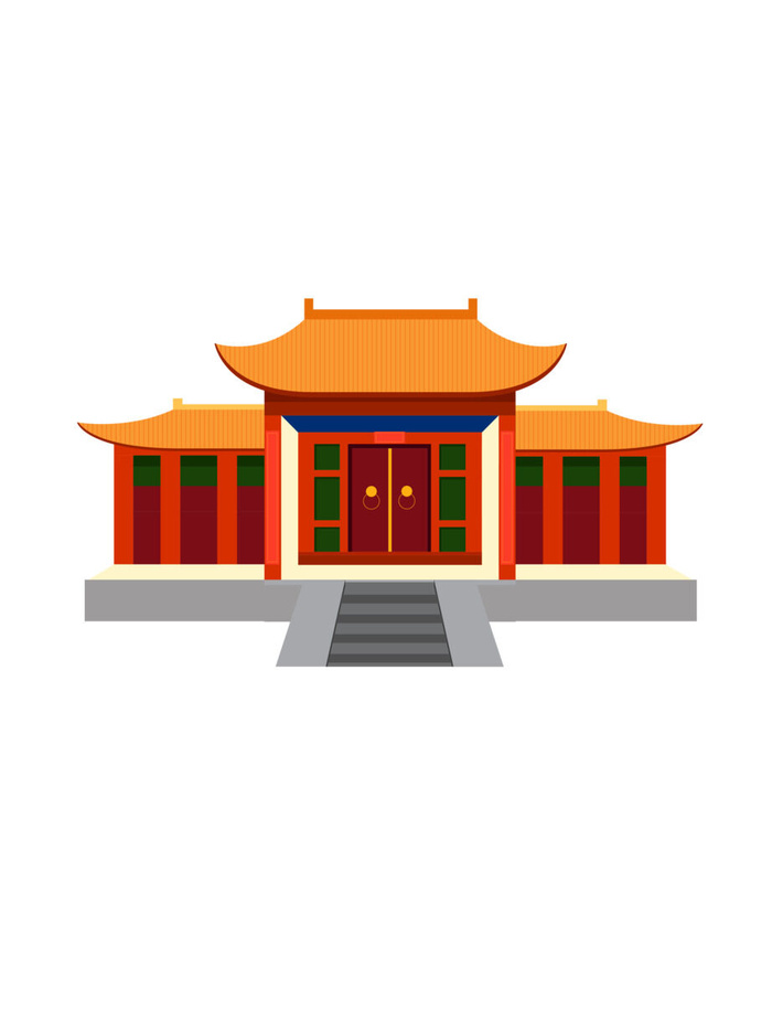 复古中国风国潮古建筑插画手绘高楼古塔AI素材亭子png免抠图ai矢量模版下载