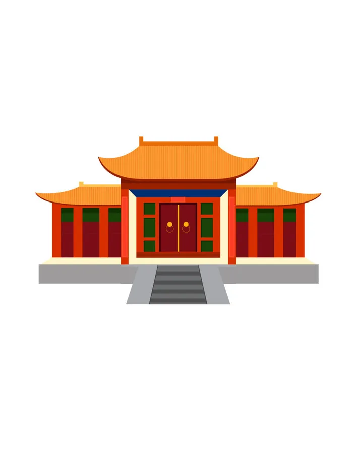 复古中国风国潮古建筑插画手绘高楼古塔AI素材亭子png免抠图ai矢量模版下载