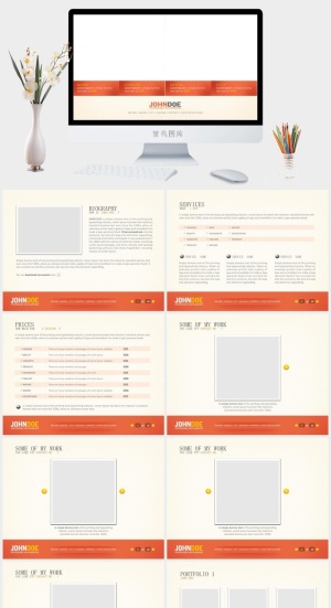 扁平化PPT模板预览图