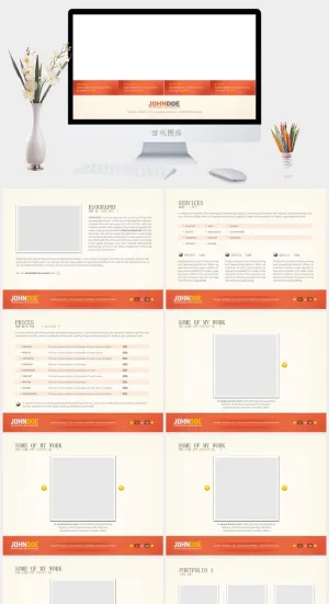 扁平化PPT模板预览图
