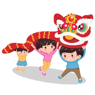 舞狮中秋节元素