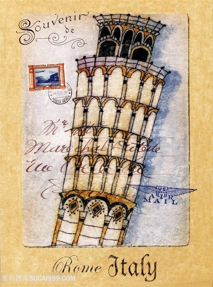 比萨斜塔明信片