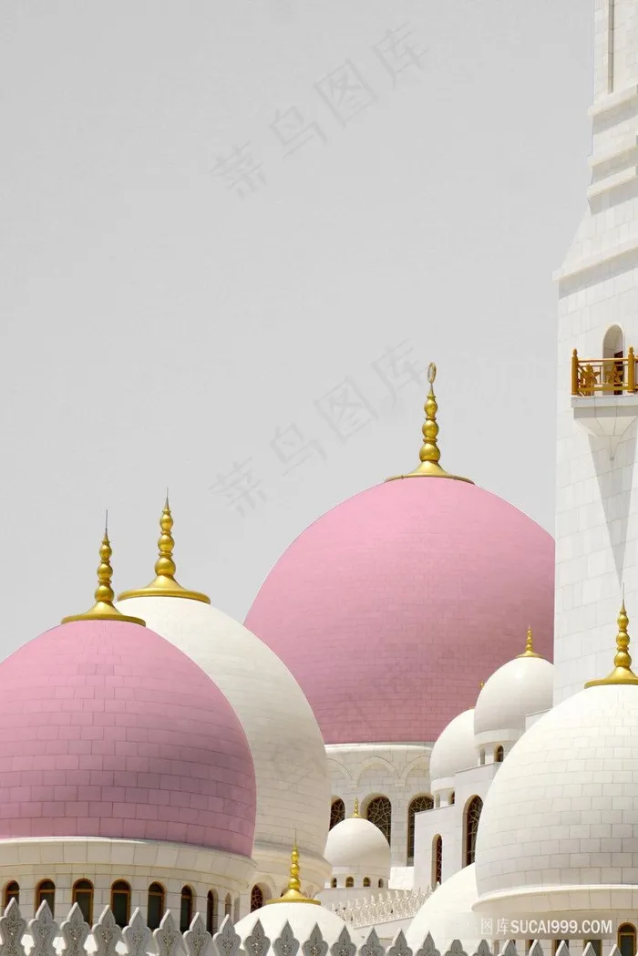 唯美粉色城堡艺术插画