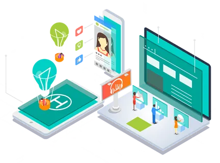 智能设备卡通简笔科技kv主视觉素材