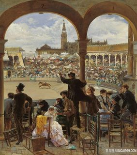 阿兰达在斗牛场传球油画图片