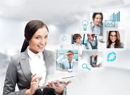 正在办公的外国商务女性海报背景