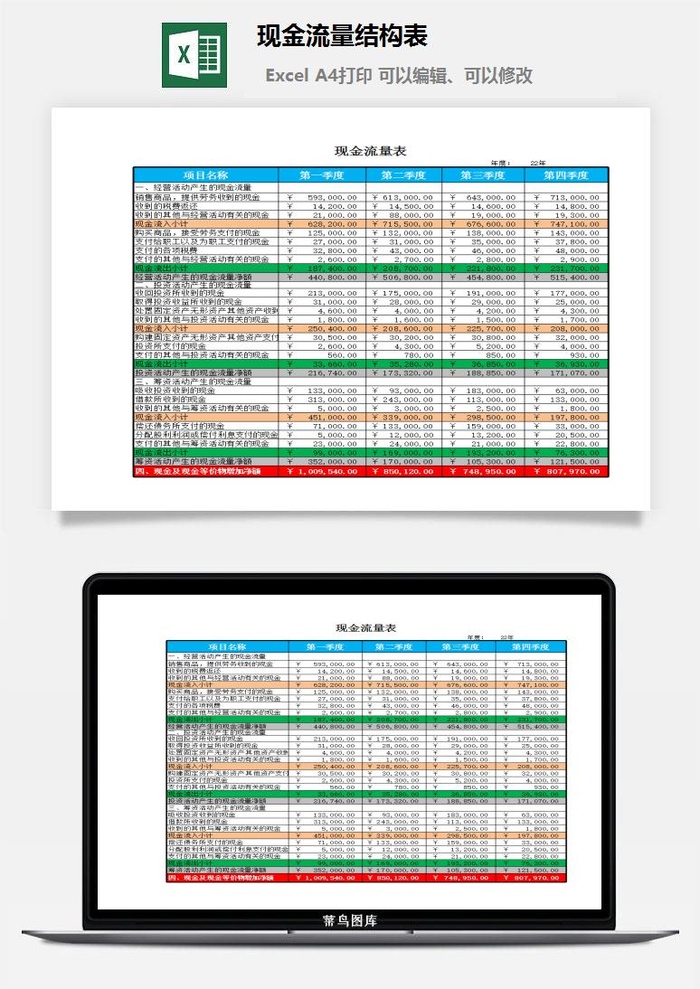 现金流量结构表excel模板