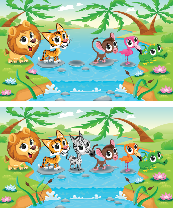 卡通小河与动物