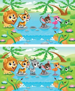 卡通小河与动物