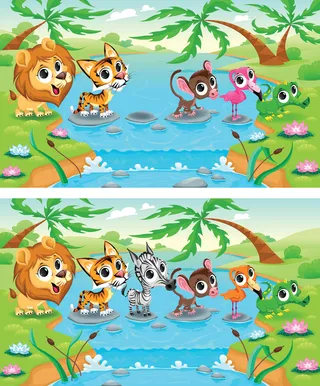 卡通小河与动物