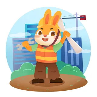 手绘2023兔年新年卡通兔子形象IP插画元素PSD设计素材png图案