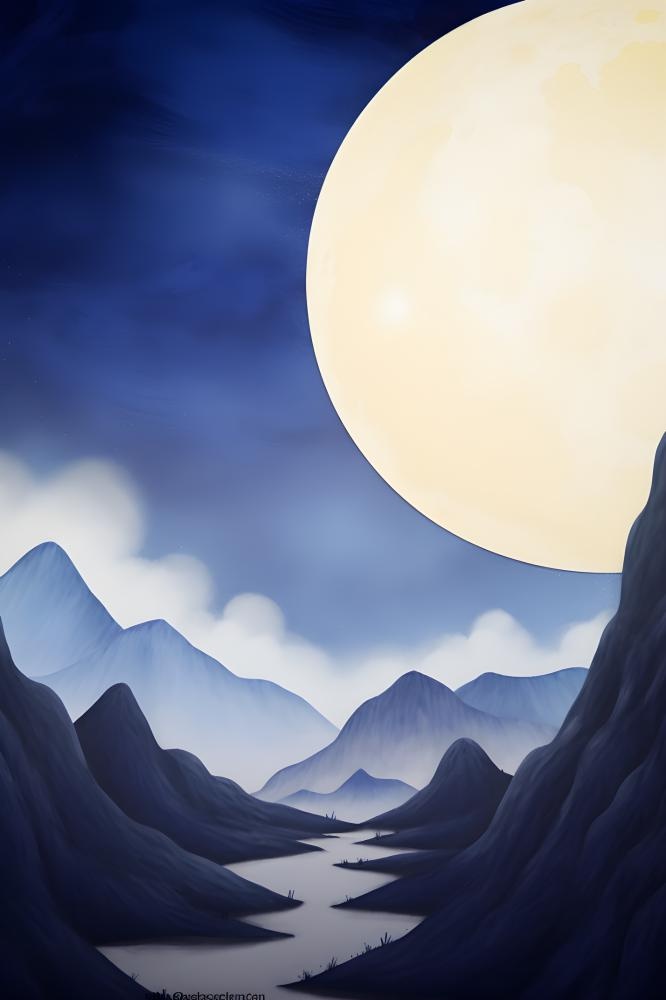 月光月亮山脉夜晚背景