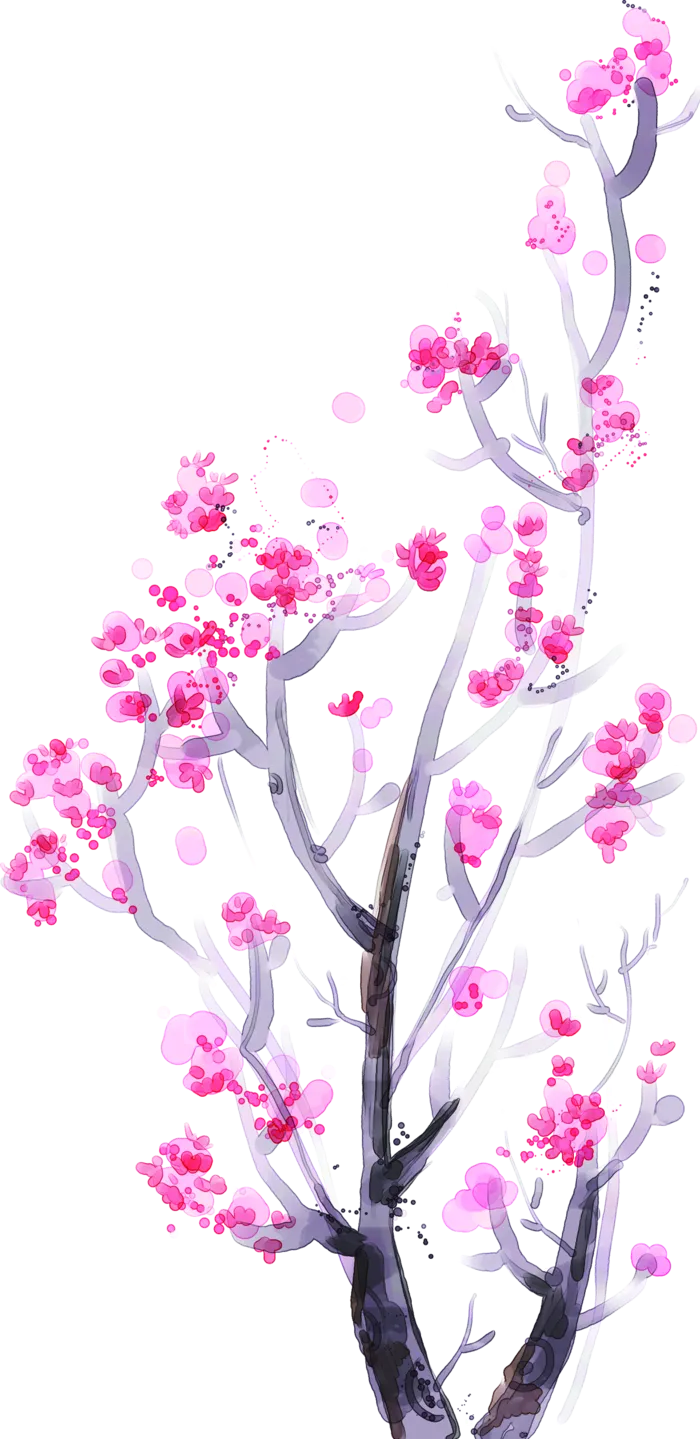 粉色简约风手绘鲜花花朵水墨画PNG素材图片 (46)