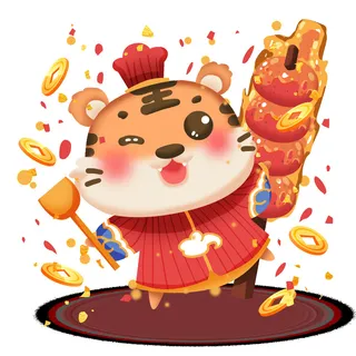 可爱2022年虎年吉祥物卡通形象新年海报元素AI矢量图PSD分层设计素材