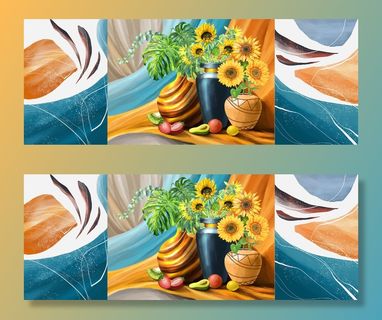 欧式油画静物三联画